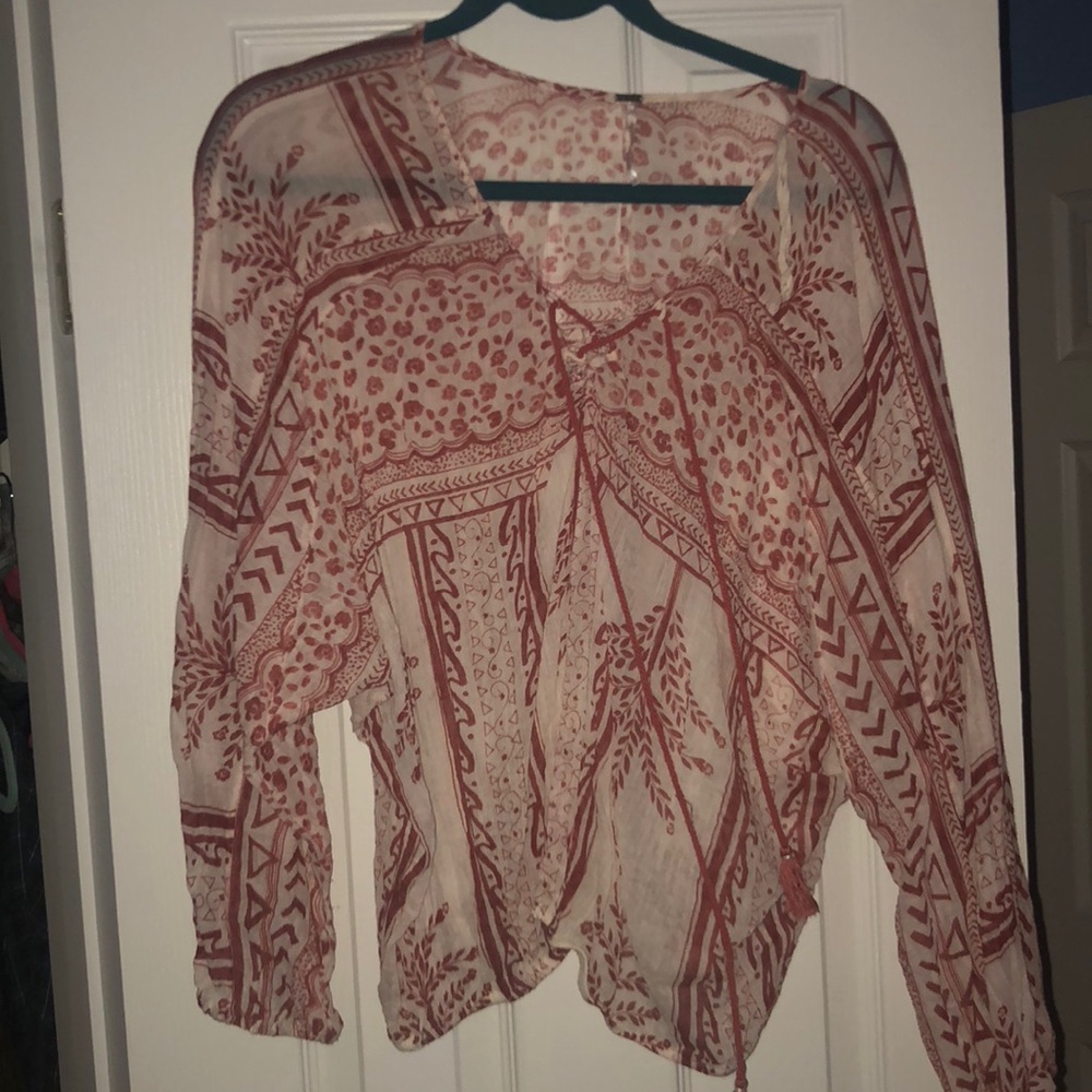 free people sheer lace up top